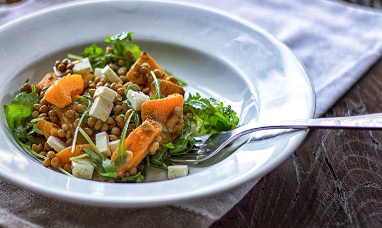 Lenticchie in insalata con zucca