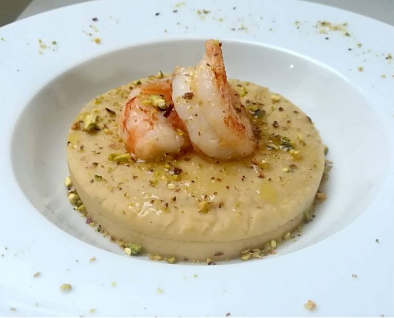 crema di ceci con scampi