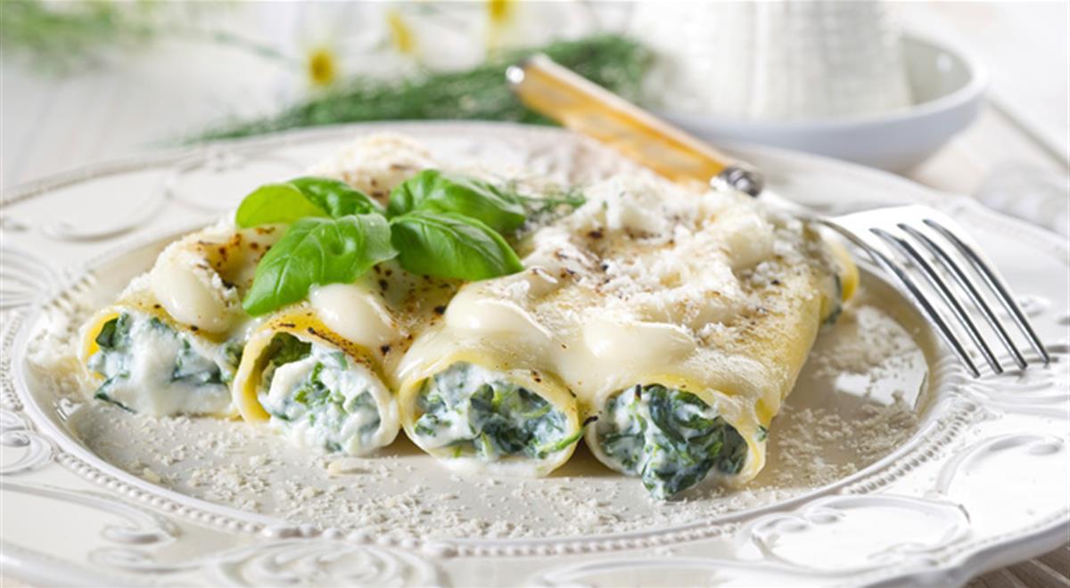 Cannelloni di pasta fresca con ricotta e spinaci