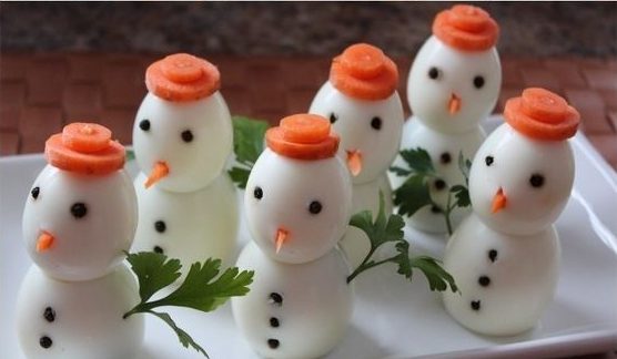 Pupazzetti di neve con le uova sode