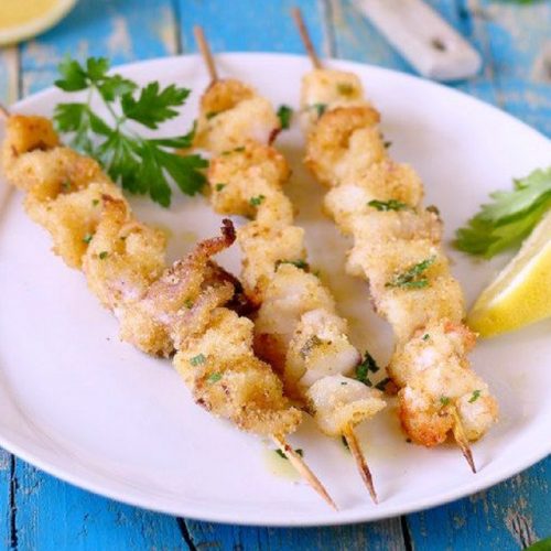 Spiedini di pesce al forno con patate