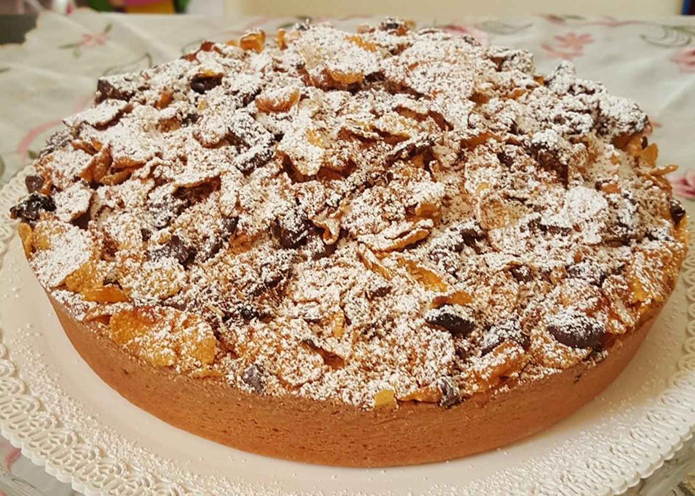 Torta corn flakes e gocce di cioccolato