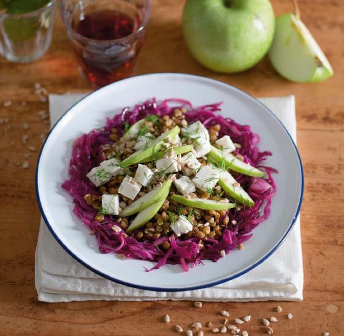 insalata di lenticchie olive mela sedano e carota