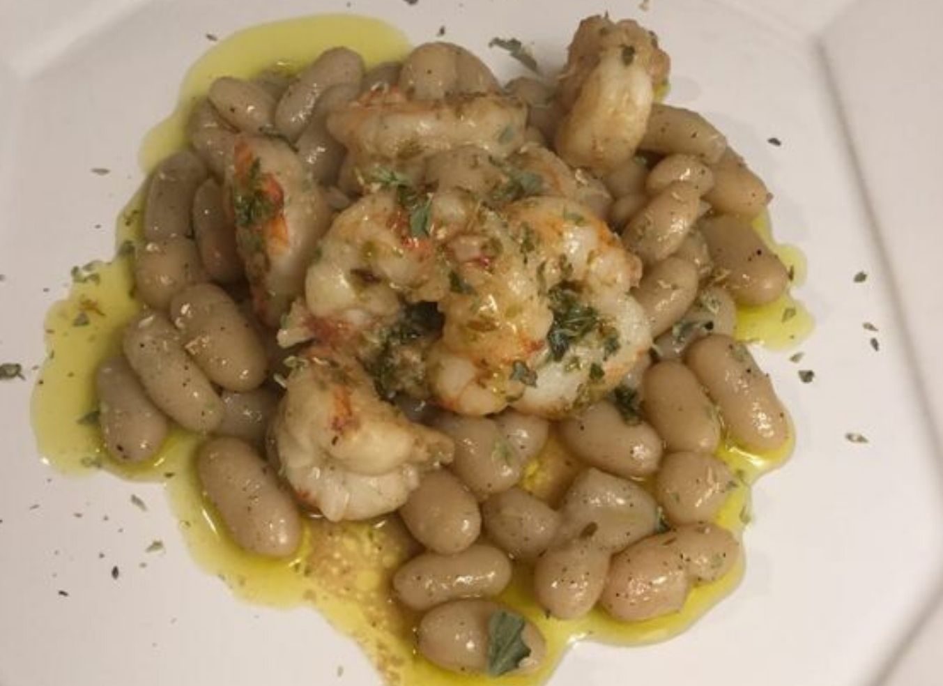 Riso con fagioli corallo e gamberetti