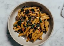 Penne alla boscaiola con panna e pomodoro