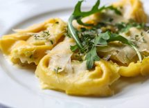 Ravioli ai carciofi con Lardo di Colonnata pomodorini e rosmarino