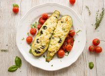 Zucchine ripiene di gamberetti al forno