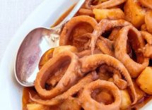 anelli di calamari in umido con patate
