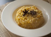 risotto alle pesche e formaggio