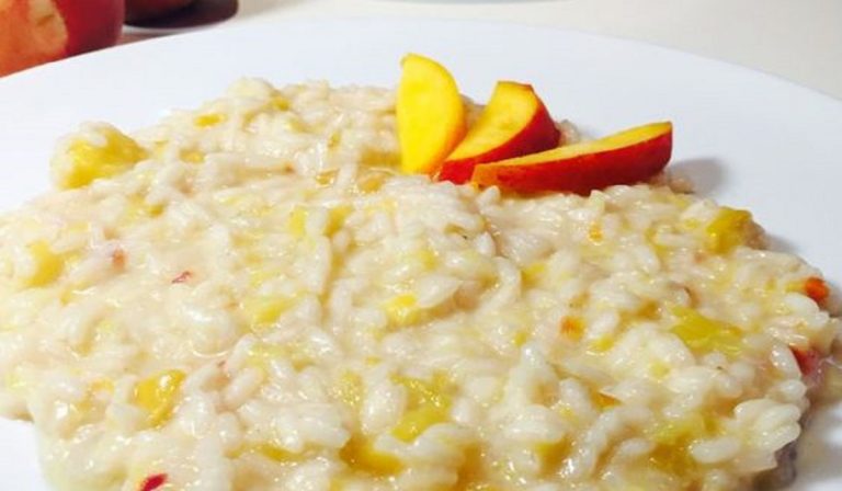 risotto alle pesche e zenzero