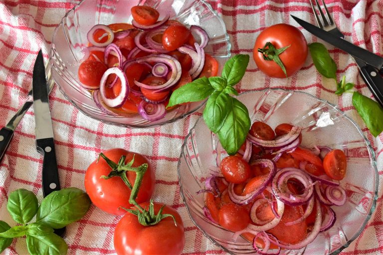 insalata di cipolle rosse e pomodori