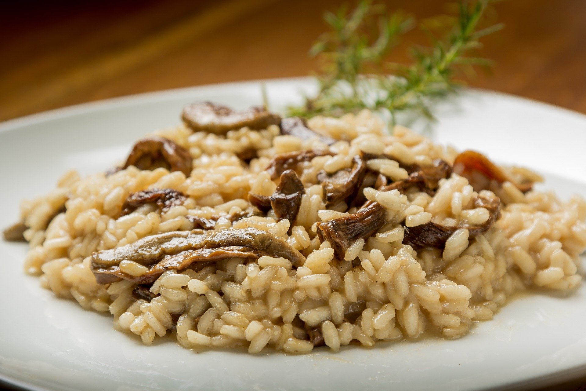 Risotto con funghi finferli e salsiccia