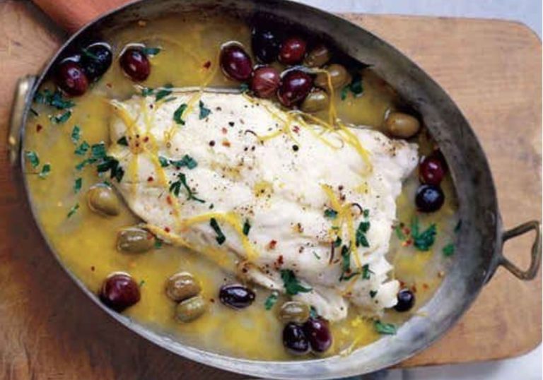 merluzzo con olive e capperi in bianco