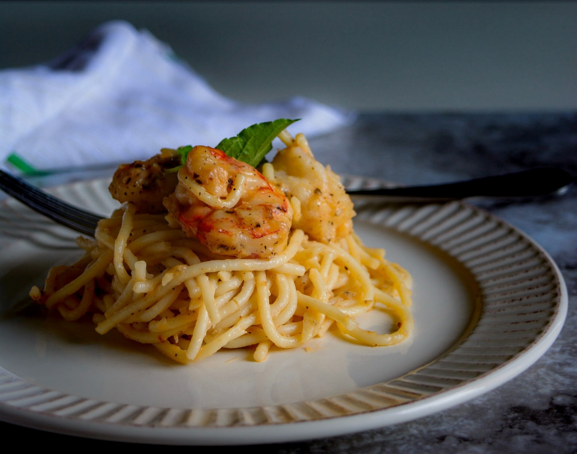 pasta con pesce e crema di patate