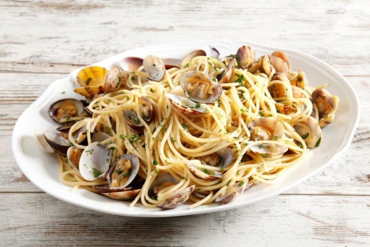 tagliolini alle vongole su crema di zucca