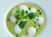 Crema piselli mozzarella menta