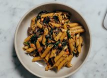 pasta funghi spinaci