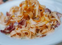 tagliatelle zucca e pancetta primo autunnale