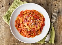 Bucatini all'amatriciana preparati con il Bimby tm6