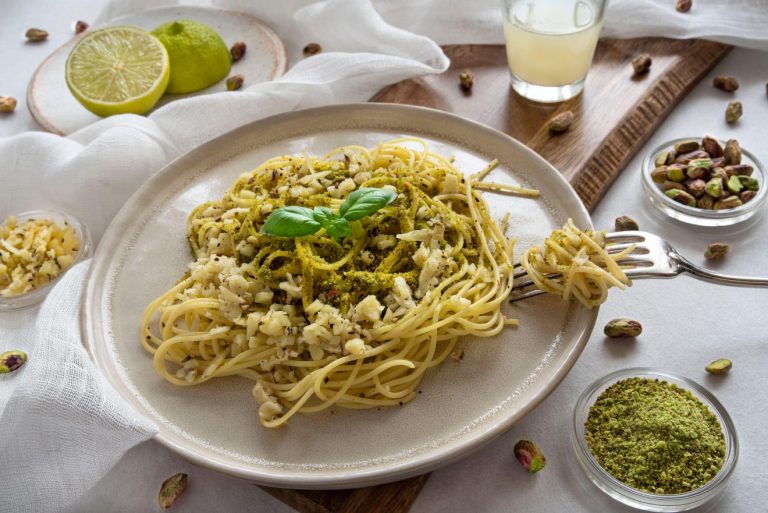 linguine pesto pistacchi salmone