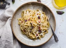 pasta pancetta pistacchio stracciatella