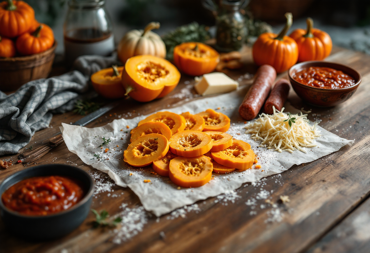 Lasagne di zucca con formaggio e spezie autunnali