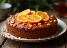 Dolce di carote e noci decorato per le festività