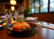 Un piatto di fugu, pesce palla giapponese, preparato con cura