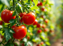 Pomodori San Marzano freschi su sfondo rustico