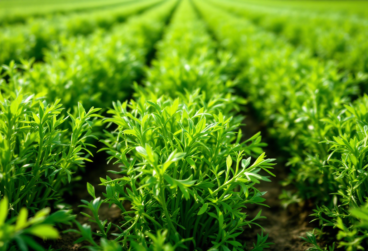 Agretti freschi raccolti in un campo primaverile