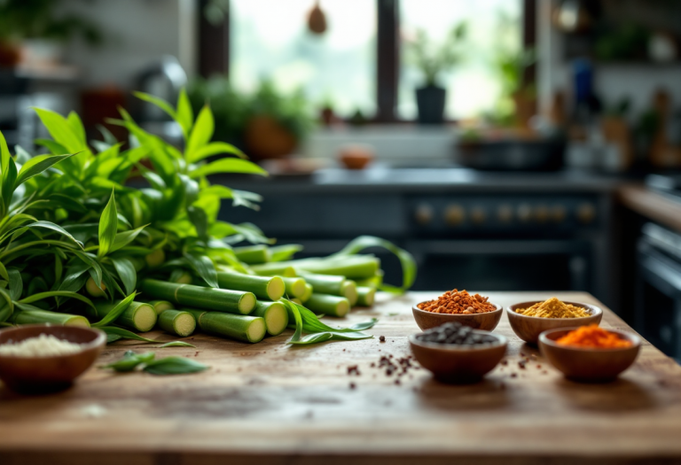 Piatto di bambù alla giudia con ingredienti freschi