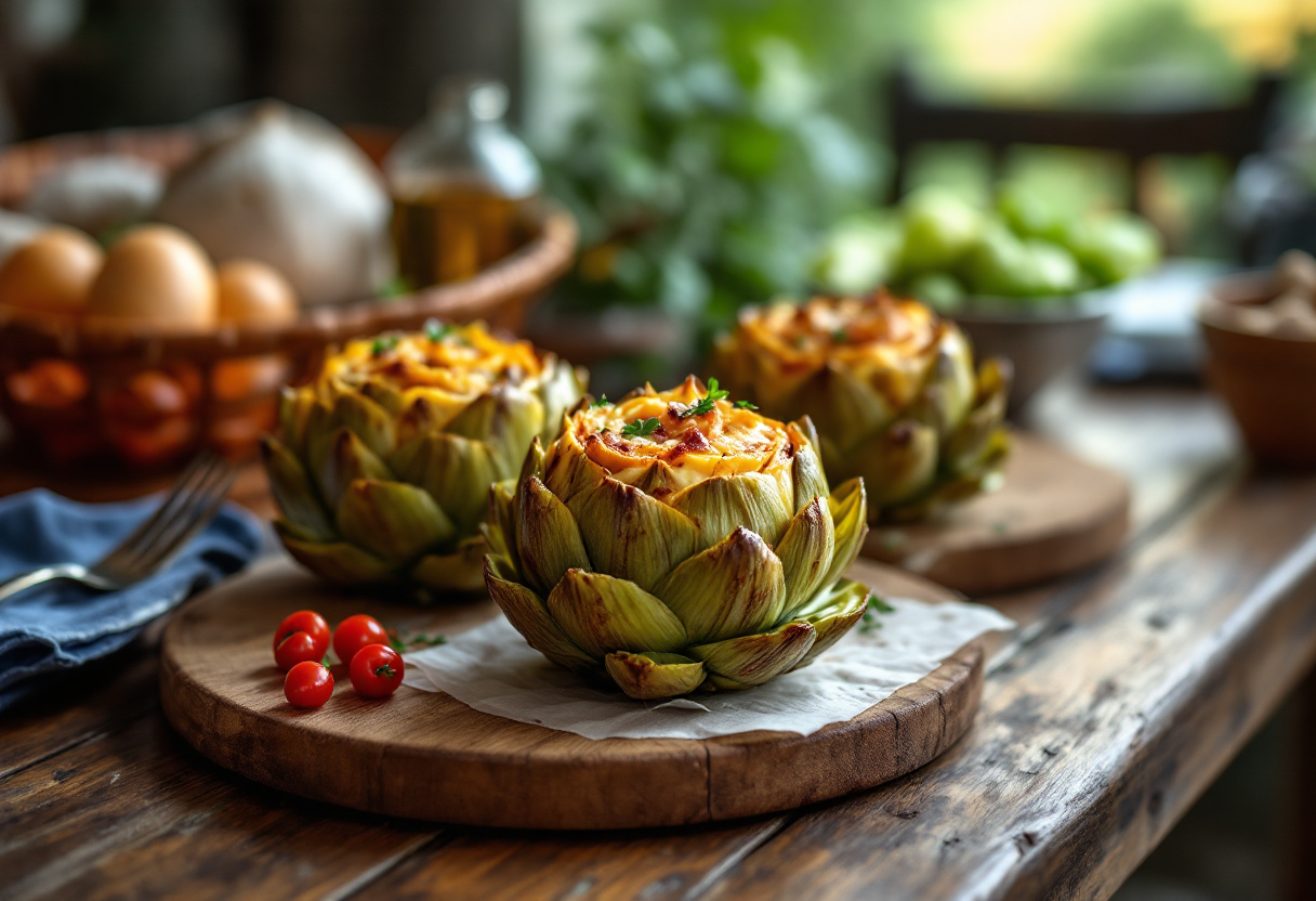 Carciofi ripieni al forno con ingredienti freschi e saporiti