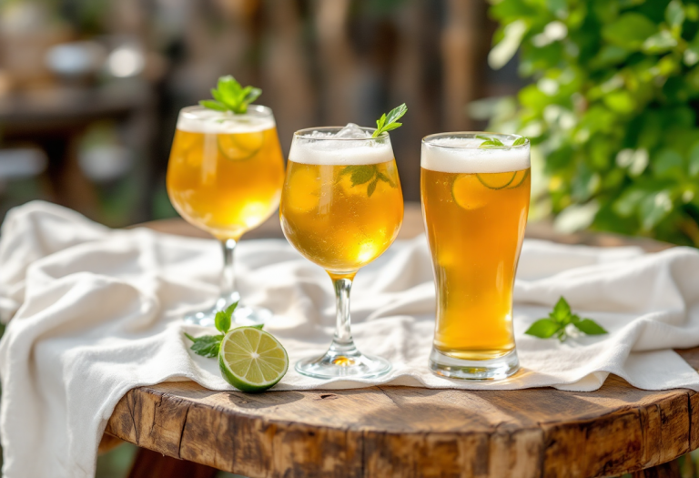 Cocktail freschi preparati con birra artigianale