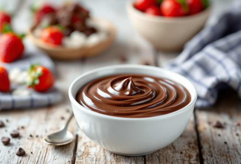 Deliziosa crema al cioccolato con frutta fresca