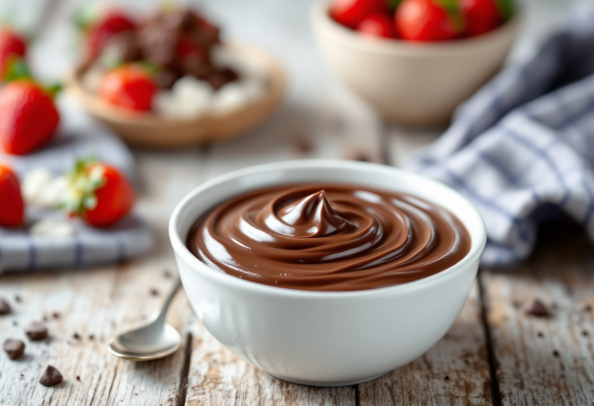 Deliziosa crema al cioccolato con frutta fresca