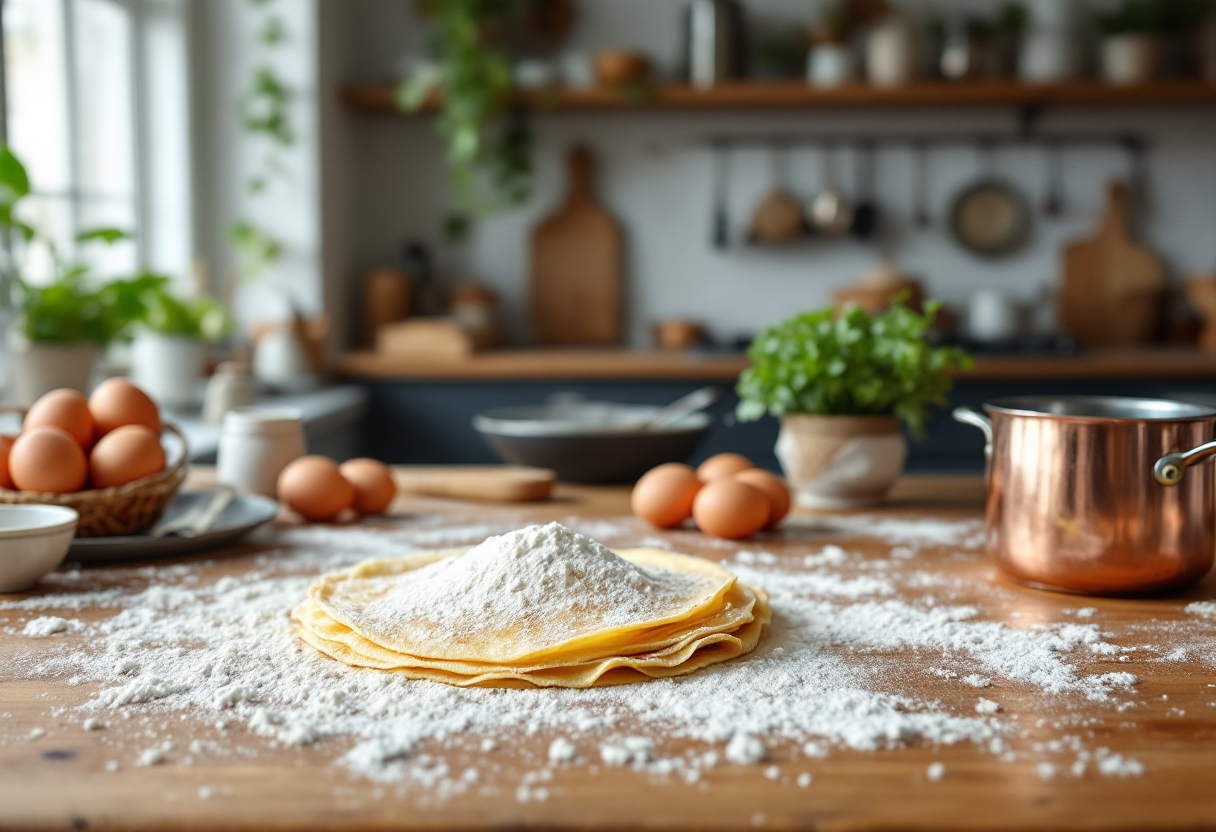 Crespelle farcite con ragù d'anatra e cioccolato fondente