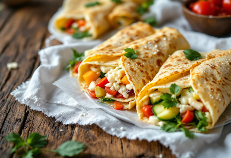 Crespelle salate farcite con ingredienti freschi e colorati