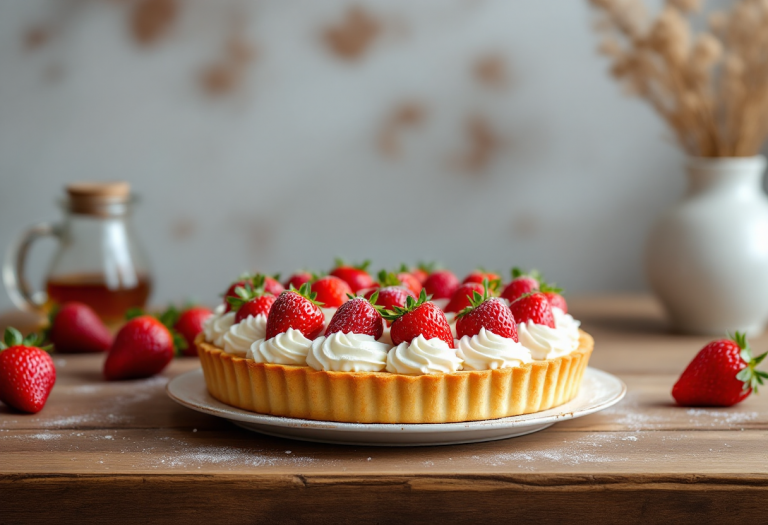 Crostata di fragole con crema al cioccolato bianco