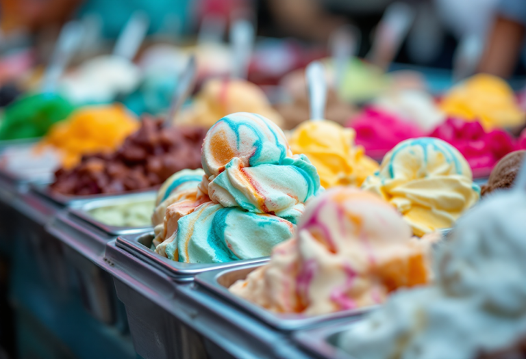 Immagine di gelatiere con nocciole del Piemonte