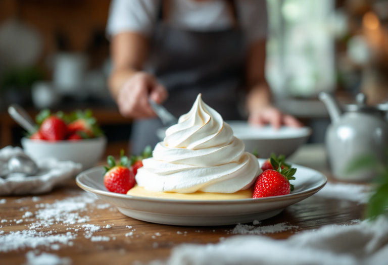 Île flottante, dolce francese con crema e meringa
