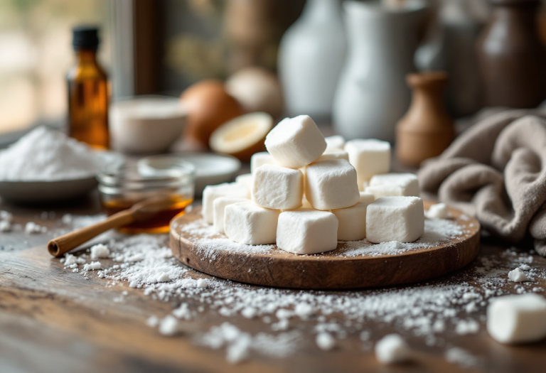 Marshmallows fatti in casa su un piatto decorativo