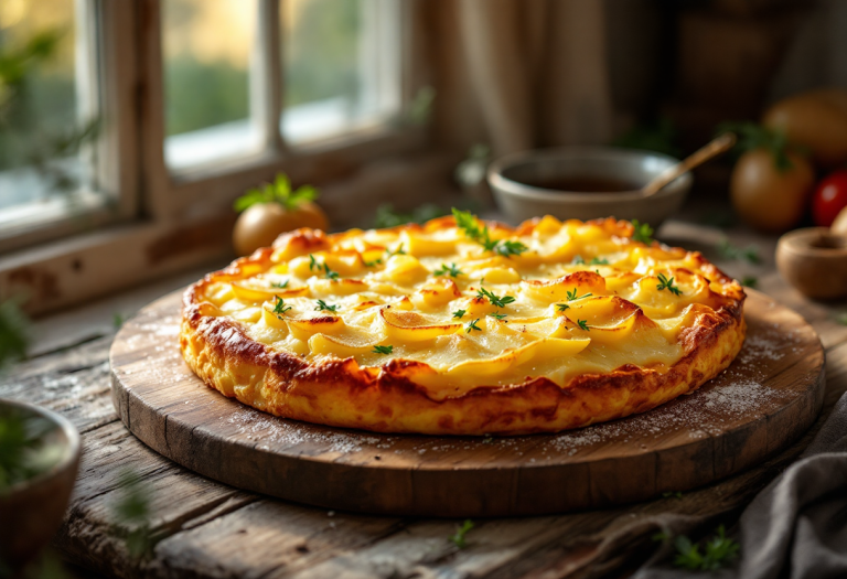 Millefoglie di patate e scamorza appena sfornate
