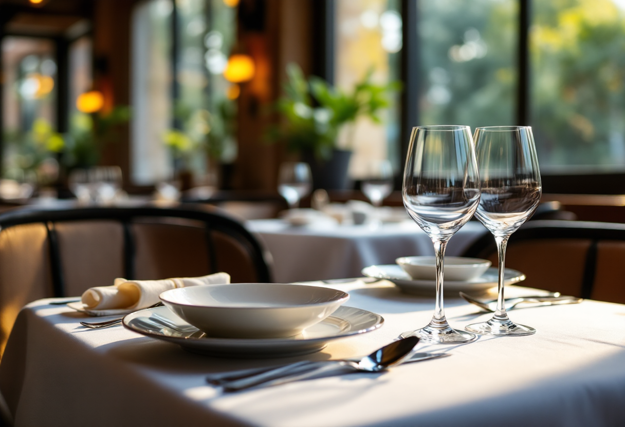 Esempi di servizio a tavola in stili francese, italiano e russo