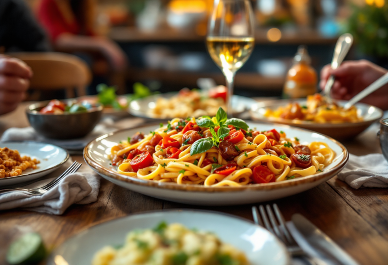 Interno dell'Osteria Sauli con piatti tipici romani