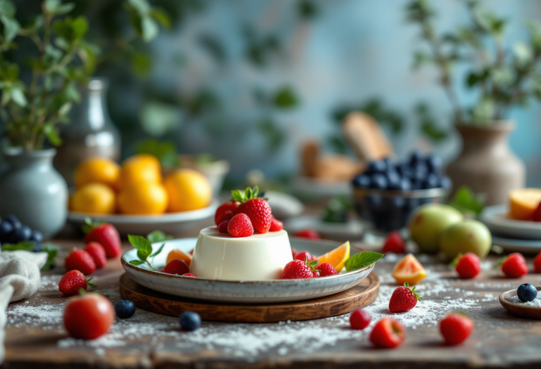Panna cotta decorata con salsa al frutto della passione