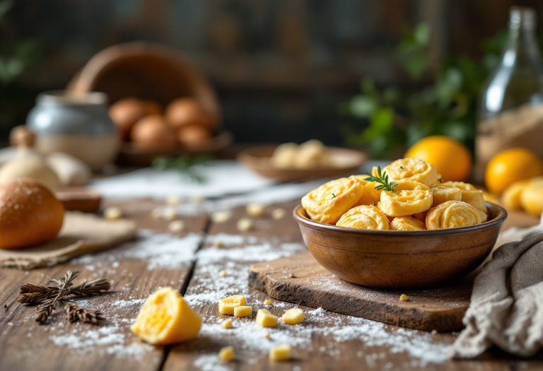 Fetta di pastiera napoletana decorata con fiori di arancio