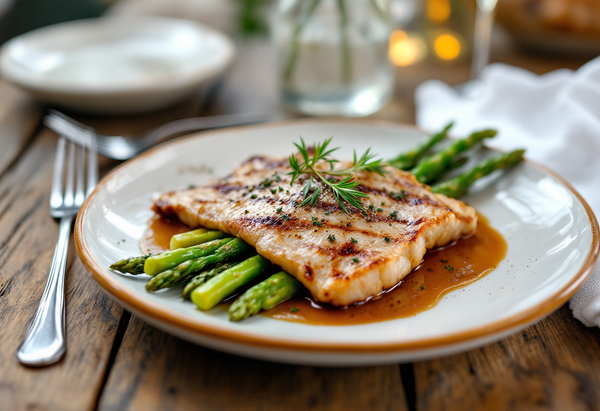 Scaloppine di magatello servite con contorno di verdure