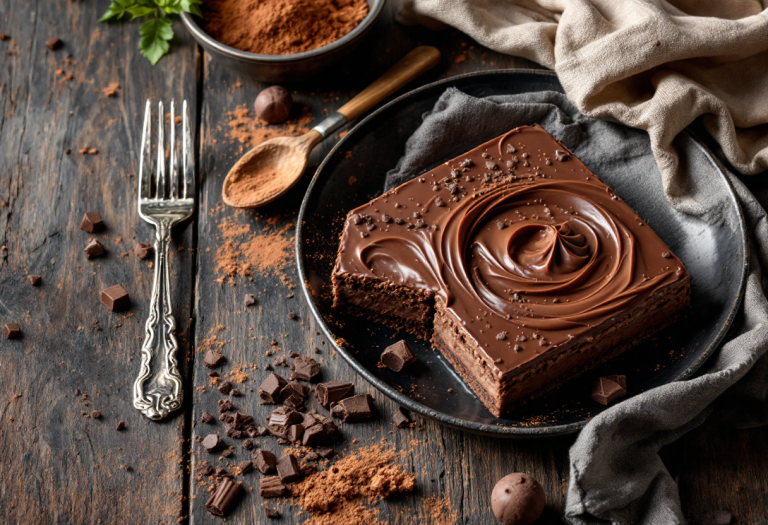 Tiramisù al cioccolato decorato con cacao