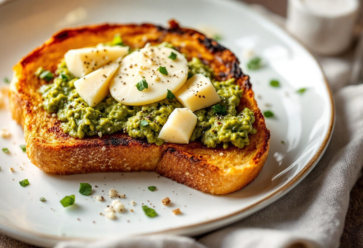 Toast gourmet con cime di rapa e pecorino di Pienza