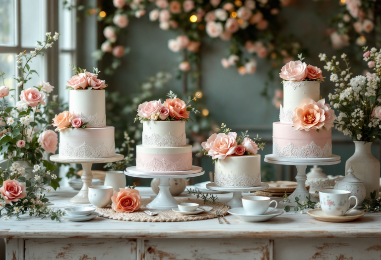 Torta nuziale primaverile in stile vintage per il 2025
